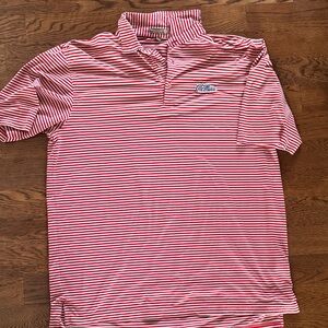 Peter Millar Red and White Striped Polo
